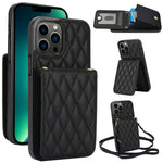 YM015 クロスボディ ロンビック カードバッグ RFID対応スマホケース、iPhone 14 Pro Max 用、iPhone 13 Pro Max 用、iPhone 13 Pro 用、iPhone 13 用、iPhone 12 / 12 Pro 用、iPhone 12 Pro Max 用、iPhone 11 Pro Max 用、iPhone 11 用