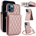 YM015 クロスボディ ロンビック カードバッグ RFID対応スマホケース、iPhone 14 Pro Max 用、iPhone 13 Pro Max 用、iPhone 13 Pro 用、iPhone 13 用、iPhone 12 / 12 Pro 用、iPhone 12 Pro Max 用、iPhone 11 Pro Max 用、iPhone 11 用