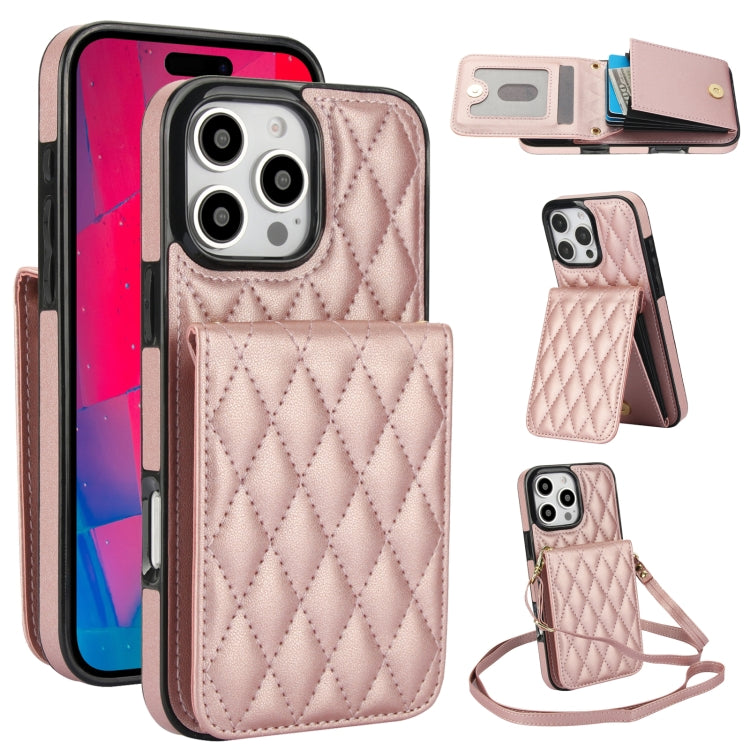 YM015 Crossbody Rhombic Card Bag RFID Phone Case, For iPhone 16e / 17e, For iPhone 17 Pro Max, For iPhone 17 Pro, For iPhone 17, For iPhone Air, For iPhone 16 Pro Max, For iPhone 16 Pro, For iPhone 16 Plus