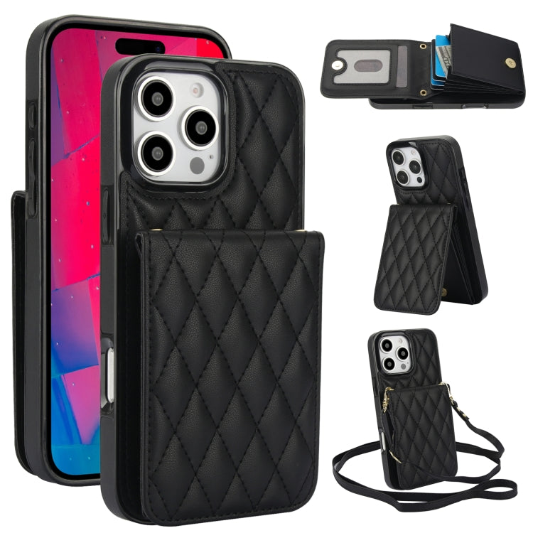 YM015 Crossbody Rhombic Card Bag RFID Phone Case, For iPhone 16e / 17e, For iPhone 17 Pro Max, For iPhone 17 Pro, For iPhone 17, For iPhone Air, For iPhone 16 Pro Max, For iPhone 16 Pro, For iPhone 16 Plus