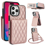 YM015 Crossbody Rhombic Card Bag RFID Phone Case, For iPhone 16e / 17e, For iPhone 17 Pro Max, For iPhone 17 Pro, For iPhone 17, For iPhone Air, For iPhone 16 Pro Max, For iPhone 16 Pro, For iPhone 16 Plus