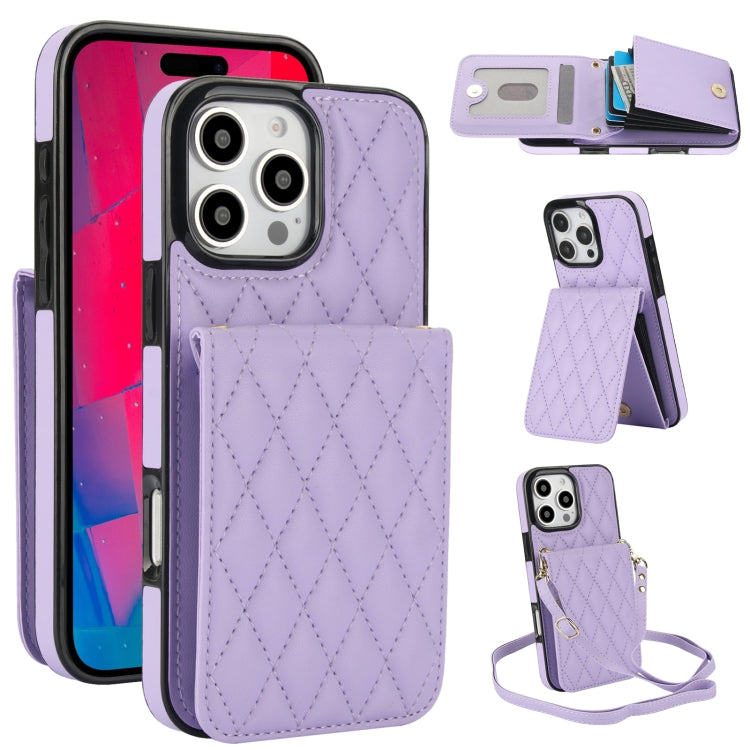 YM015 Crossbody Rhombic Card Bag RFID Phone Case, For iPhone 16e / 17e, For iPhone 17 Pro Max, For iPhone 17 Pro, For iPhone 17, For iPhone Air, For iPhone 16 Pro Max, For iPhone 16 Pro, For iPhone 16 Plus