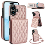 YM015 Crossbody Rhombic Card Bag RFID Phone Case, For iPhone 16e / 17e, For iPhone 17 Pro Max, For iPhone 17 Pro, For iPhone 17, For iPhone Air, For iPhone 16 Pro Max, For iPhone 16 Pro, For iPhone 16 Plus