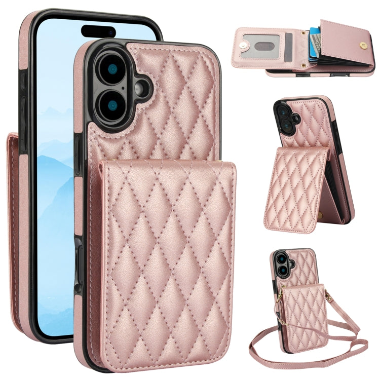 YM015 Crossbody Rhombic Card Bag RFID Phone Case, For iPhone 16e / 17e, For iPhone 17 Pro Max, For iPhone 17 Pro, For iPhone 17, For iPhone Air, For iPhone 16 Pro Max, For iPhone 16 Pro, For iPhone 16 Plus