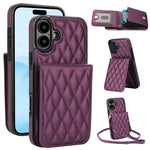 YM015 Crossbody Rhombic Card Bag RFID Phone Case, For iPhone 16e / 17e, For iPhone 17 Pro Max, For iPhone 17 Pro, For iPhone 17, For iPhone Air, For iPhone 16 Pro Max, For iPhone 16 Pro, For iPhone 16 Plus