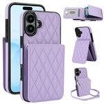 YM015 Crossbody Rhombic Card Bag RFID Phone Case, For iPhone 16e / 17e, For iPhone 17 Pro Max, For iPhone 17 Pro, For iPhone 17, For iPhone Air, For iPhone 16 Pro Max, For iPhone 16 Pro, For iPhone 16 Plus