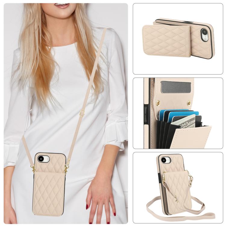 YM015 Crossbody Rhombic Card Bag RFID Phone Case, For iPhone 16e / 17e, For iPhone 17 Pro Max, For iPhone 17 Pro, For iPhone 17, For iPhone Air, For iPhone 16 Pro Max, For iPhone 16 Pro, For iPhone 16 Plus