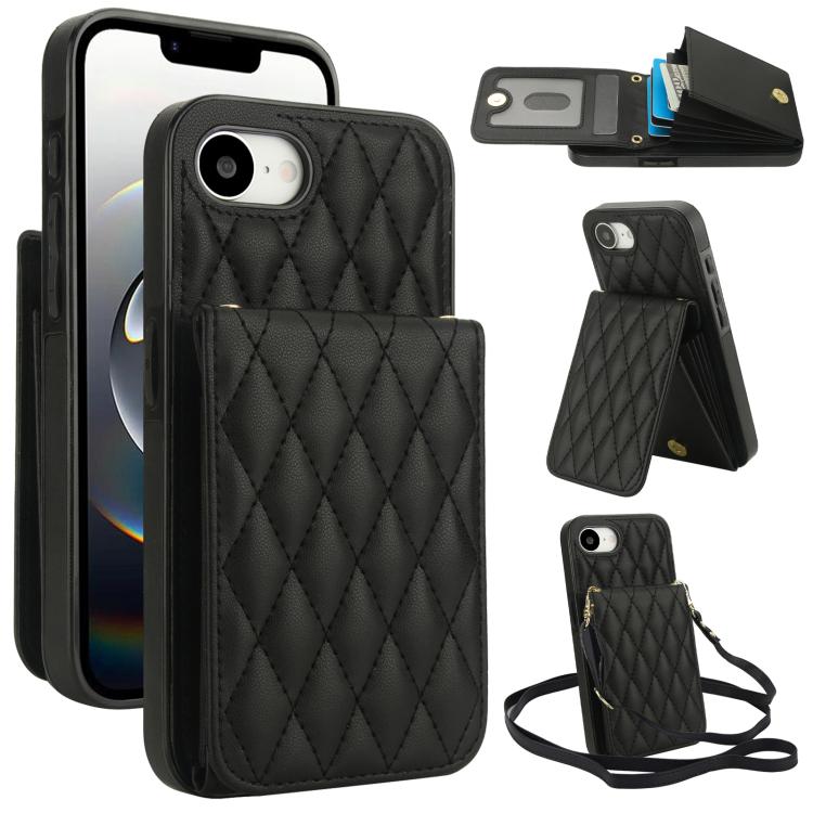 YM015 Crossbody Rhombic Card Bag RFID Phone Case, For iPhone 16e / 17e, For iPhone 17 Pro Max, For iPhone 17 Pro, For iPhone 17, For iPhone Air, For iPhone 16 Pro Max, For iPhone 16 Pro, For iPhone 16 Plus