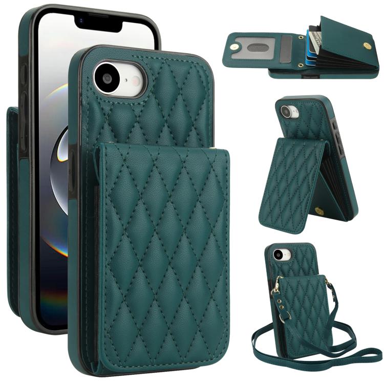 YM015 Crossbody Rhombic Card Bag RFID Phone Case, For iPhone 16e / 17e, For iPhone 17 Pro Max, For iPhone 17 Pro, For iPhone 17, For iPhone Air, For iPhone 16 Pro Max, For iPhone 16 Pro, For iPhone 16 Plus