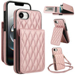 YM015 Crossbody Rhombic Card Bag RFID Phone Case, For iPhone 16e / 17e, For iPhone 17 Pro Max, For iPhone 17 Pro, For iPhone 17, For iPhone Air, For iPhone 16 Pro Max, For iPhone 16 Pro, For iPhone 16 Plus