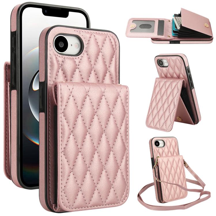 YM015 Crossbody Rhombic Card Bag RFID Phone Case, For iPhone 16e / 17e, For iPhone 17 Pro Max, For iPhone 17 Pro, For iPhone 17, For iPhone Air, For iPhone 16 Pro Max, For iPhone 16 Pro, For iPhone 16 Plus