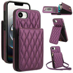YM015 Crossbody Rhombic Card Bag RFID Phone Case, For iPhone 16e / 17e, For iPhone 17 Pro Max, For iPhone 17 Pro, For iPhone 17, For iPhone Air, For iPhone 16 Pro Max, For iPhone 16 Pro, For iPhone 16 Plus