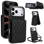 YM015 Crossbody Rhombic Card Bag RFID Phone Case, For iPhone 16e / 17e, For iPhone 17 Pro Max, For iPhone 17 Pro, For iPhone 17, For iPhone Air, For iPhone 16 Pro Max, For iPhone 16 Pro, For iPhone 16 Plus