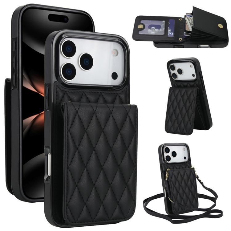 YM015 Crossbody Rhombic Card Bag RFID Phone Case, For iPhone 16e / 17e, For iPhone 17 Pro Max, For iPhone 17 Pro, For iPhone 17, For iPhone Air, For iPhone 16 Pro Max, For iPhone 16 Pro, For iPhone 16 Plus