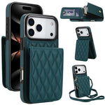 YM015 Crossbody Rhombic Card Bag RFID Phone Case, For iPhone 16e / 17e, For iPhone 17 Pro Max, For iPhone 17 Pro, For iPhone 17, For iPhone Air, For iPhone 16 Pro Max, For iPhone 16 Pro, For iPhone 16 Plus