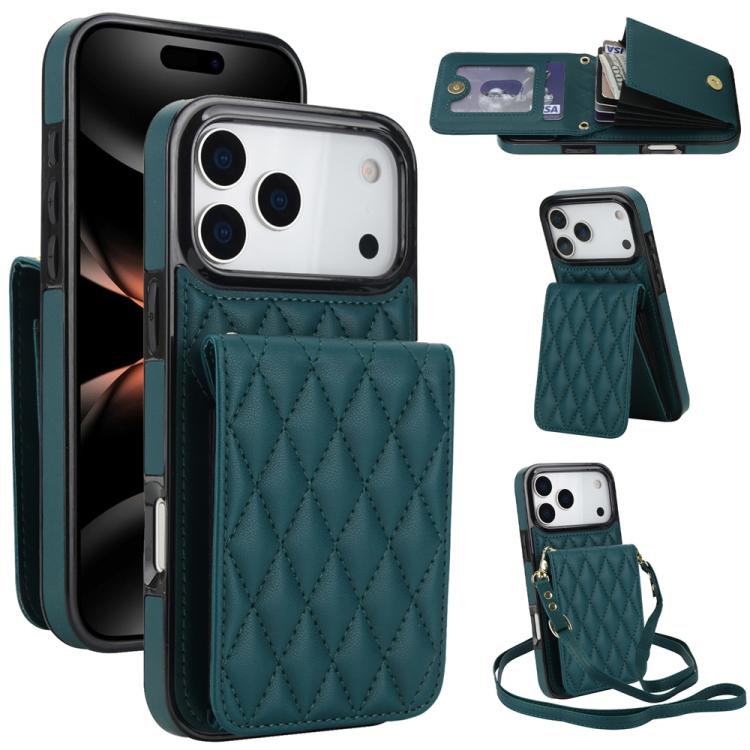 YM015 Crossbody Rhombic Card Bag RFID Phone Case, For iPhone 16e / 17e, For iPhone 17 Pro Max, For iPhone 17 Pro, For iPhone 17, For iPhone Air, For iPhone 16 Pro Max, For iPhone 16 Pro, For iPhone 16 Plus