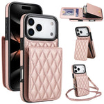 YM015 Crossbody Rhombic Card Bag RFID Phone Case, For iPhone 16e / 17e, For iPhone 17 Pro Max, For iPhone 17 Pro, For iPhone 17, For iPhone Air, For iPhone 16 Pro Max, For iPhone 16 Pro, For iPhone 16 Plus