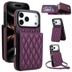 YM015 Crossbody Rhombic Card Bag RFID Phone Case, For iPhone 16e / 17e, For iPhone 17 Pro Max, For iPhone 17 Pro, For iPhone 17, For iPhone Air, For iPhone 16 Pro Max, For iPhone 16 Pro, For iPhone 16 Plus