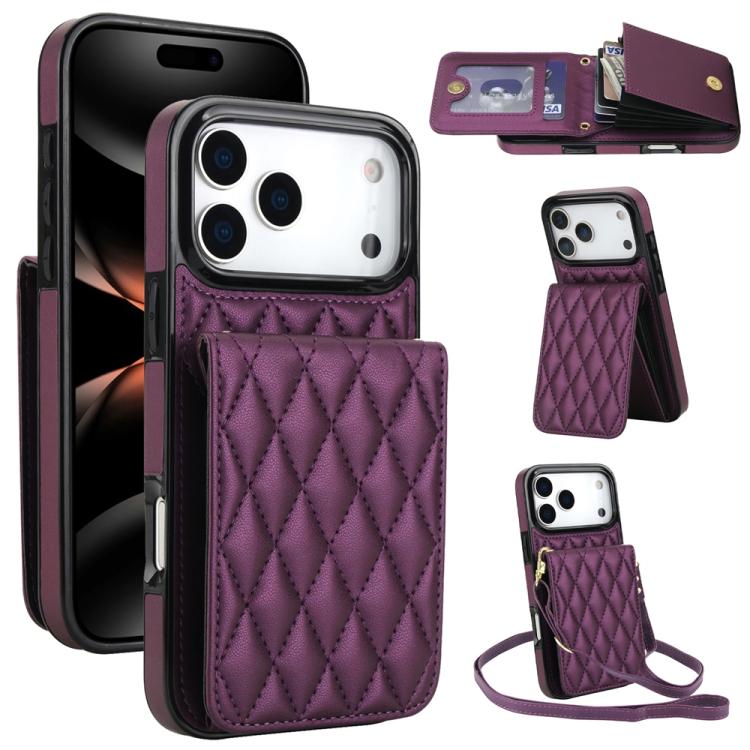 YM015 Crossbody Rhombic Card Bag RFID Phone Case, For iPhone 16e / 17e, For iPhone 17 Pro Max, For iPhone 17 Pro, For iPhone 17, For iPhone Air, For iPhone 16 Pro Max, For iPhone 16 Pro, For iPhone 16 Plus