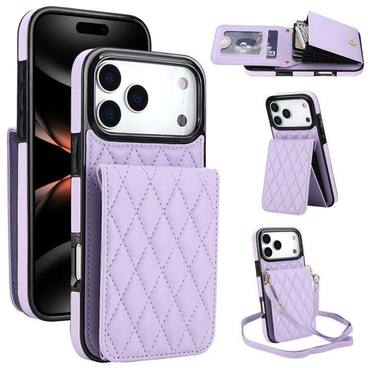 YM015 Crossbody Rhombic Card Bag RFID Phone Case, For iPhone 16e / 17e, For iPhone 17 Pro Max, For iPhone 17 Pro, For iPhone 17, For iPhone Air, For iPhone 16 Pro Max, For iPhone 16 Pro, For iPhone 16 Plus