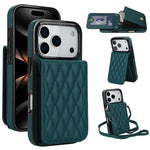 YM015 Crossbody Rhombic Card Bag RFID Phone Case, For iPhone 16e / 17e, For iPhone 17 Pro Max, For iPhone 17 Pro, For iPhone 17, For iPhone Air, For iPhone 16 Pro Max, For iPhone 16 Pro, For iPhone 16 Plus