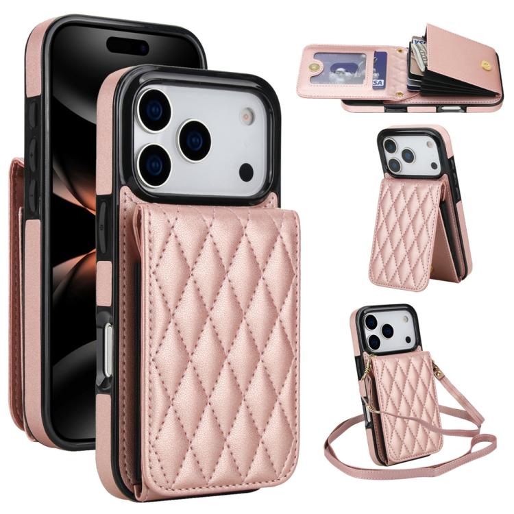 YM015 Crossbody Rhombic Card Bag RFID Phone Case, For iPhone 16e / 17e, For iPhone 17 Pro Max, For iPhone 17 Pro, For iPhone 17, For iPhone Air, For iPhone 16 Pro Max, For iPhone 16 Pro, For iPhone 16 Plus