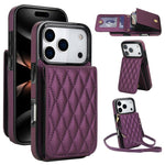 YM015 Crossbody Rhombic Card Bag RFID Phone Case, For iPhone 16e / 17e, For iPhone 17 Pro Max, For iPhone 17 Pro, For iPhone 17, For iPhone Air, For iPhone 16 Pro Max, For iPhone 16 Pro, For iPhone 16 Plus
