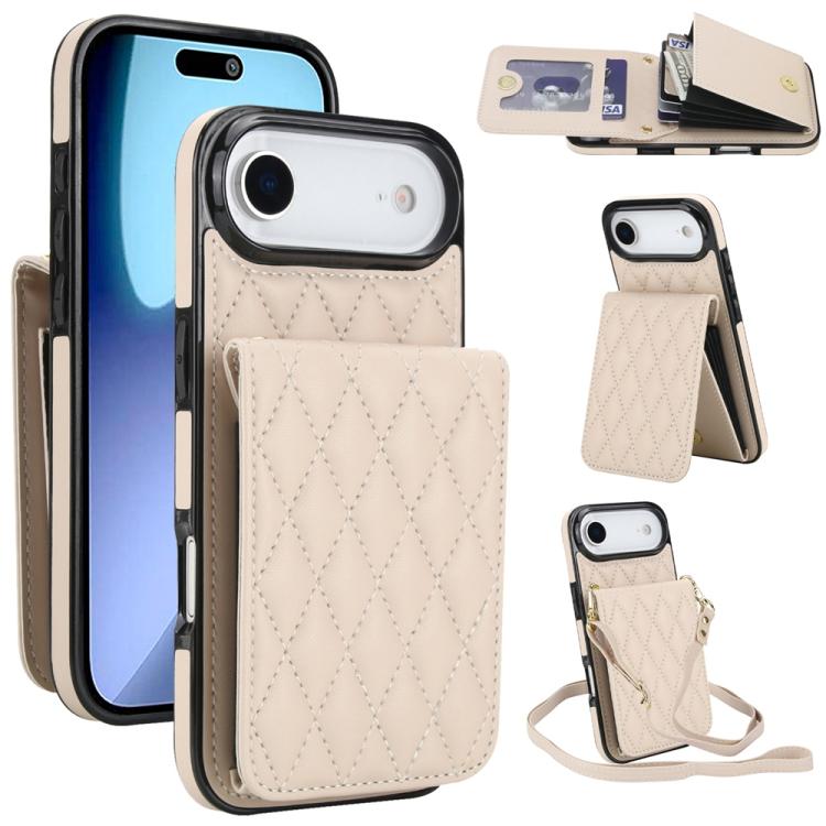 YM015 Crossbody Rhombic Card Bag RFID Phone Case, For iPhone 16e / 17e, For iPhone 17 Pro Max, For iPhone 17 Pro, For iPhone 17, For iPhone Air, For iPhone 16 Pro Max, For iPhone 16 Pro, For iPhone 16 Plus