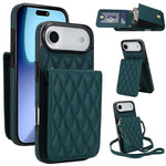 YM015 Crossbody Rhombic Card Bag RFID Phone Case, For iPhone 16e / 17e, For iPhone 17 Pro Max, For iPhone 17 Pro, For iPhone 17, For iPhone Air, For iPhone 16 Pro Max, For iPhone 16 Pro, For iPhone 16 Plus