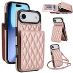 YM015 Crossbody Rhombic Card Bag RFID Phone Case, For iPhone 16e / 17e, For iPhone 17 Pro Max, For iPhone 17 Pro, For iPhone 17, For iPhone Air, For iPhone 16 Pro Max, For iPhone 16 Pro, For iPhone 16 Plus