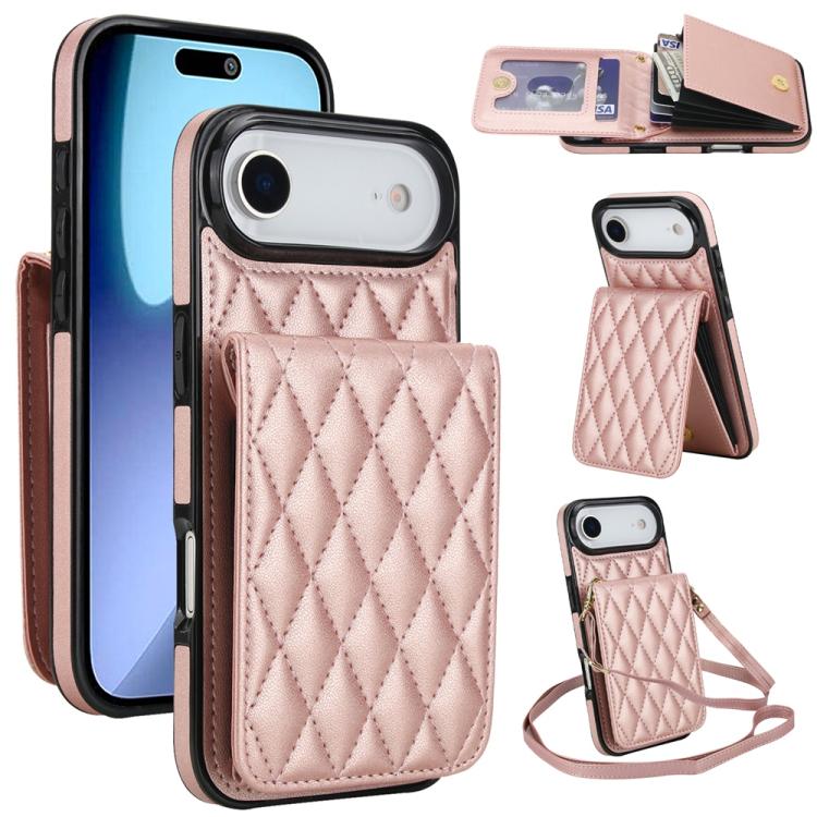 YM015 Crossbody Rhombic Card Bag RFID Phone Case, For iPhone 16e / 17e, For iPhone 17 Pro Max, For iPhone 17 Pro, For iPhone 17, For iPhone Air, For iPhone 16 Pro Max, For iPhone 16 Pro, For iPhone 16 Plus