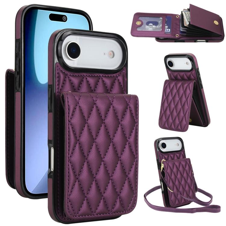 YM015 Crossbody Rhombic Card Bag RFID Phone Case, For iPhone 16e / 17e, For iPhone 17 Pro Max, For iPhone 17 Pro, For iPhone 17, For iPhone Air, For iPhone 16 Pro Max, For iPhone 16 Pro, For iPhone 16 Plus