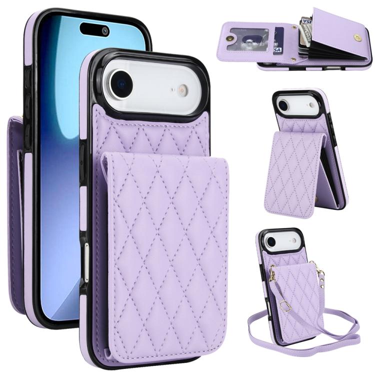 YM015 Crossbody Rhombic Card Bag RFID Phone Case, For iPhone 16e / 17e, For iPhone 17 Pro Max, For iPhone 17 Pro, For iPhone 17, For iPhone Air, For iPhone 16 Pro Max, For iPhone 16 Pro, For iPhone 16 Plus