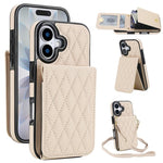 YM015 Crossbody Rhombic Card Bag RFID Phone Case, For iPhone 16e / 17e, For iPhone 17 Pro Max, For iPhone 17 Pro, For iPhone 17, For iPhone Air, For iPhone 16 Pro Max, For iPhone 16 Pro, For iPhone 16 Plus
