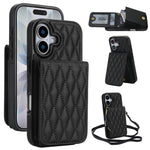 YM015 Crossbody Rhombic Card Bag RFID Phone Case, For iPhone 16e / 17e, For iPhone 17 Pro Max, For iPhone 17 Pro, For iPhone 17, For iPhone Air, For iPhone 16 Pro Max, For iPhone 16 Pro, For iPhone 16 Plus