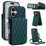 YM015 Crossbody Rhombic Card Bag RFID Phone Case, For iPhone 16e / 17e, For iPhone 17 Pro Max, For iPhone 17 Pro, For iPhone 17, For iPhone Air, For iPhone 16 Pro Max, For iPhone 16 Pro, For iPhone 16 Plus