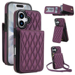 YM015 Crossbody Rhombic Card Bag RFID Phone Case, For iPhone 16e / 17e, For iPhone 17 Pro Max, For iPhone 17 Pro, For iPhone 17, For iPhone Air, For iPhone 16 Pro Max, For iPhone 16 Pro, For iPhone 16 Plus