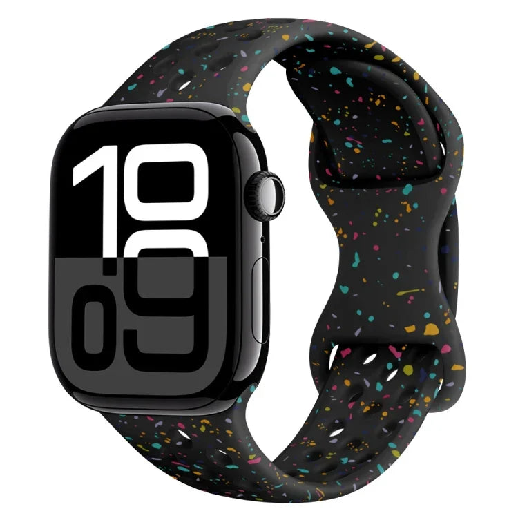 ホールスタイル バタフライバックル 迷彩シリコンウォッチバンド、Apple Watch Series 10 46mm 用、Apple Watch Series 10 42mm 用、Apple Watch SE 2023 44mm 用、Apple Watch SE 2023 40mm 用