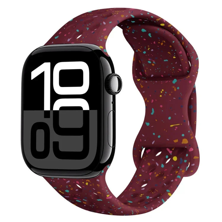 ホールスタイル バタフライバックル 迷彩シリコンウォッチバンド、Apple Watch Series 10 46mm 用、Apple Watch Series 10 42mm 用、Apple Watch SE 2023 44mm 用、Apple Watch SE 2023 40mm 用