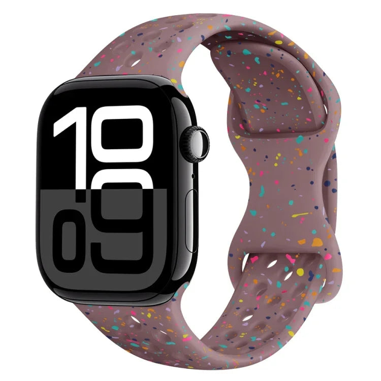 ホールスタイル バタフライバックル 迷彩シリコンウォッチバンド、Apple Watch Series 10 46mm 用、Apple Watch Series 10 42mm 用、Apple Watch SE 2023 44mm 用、Apple Watch SE 2023 40mm 用