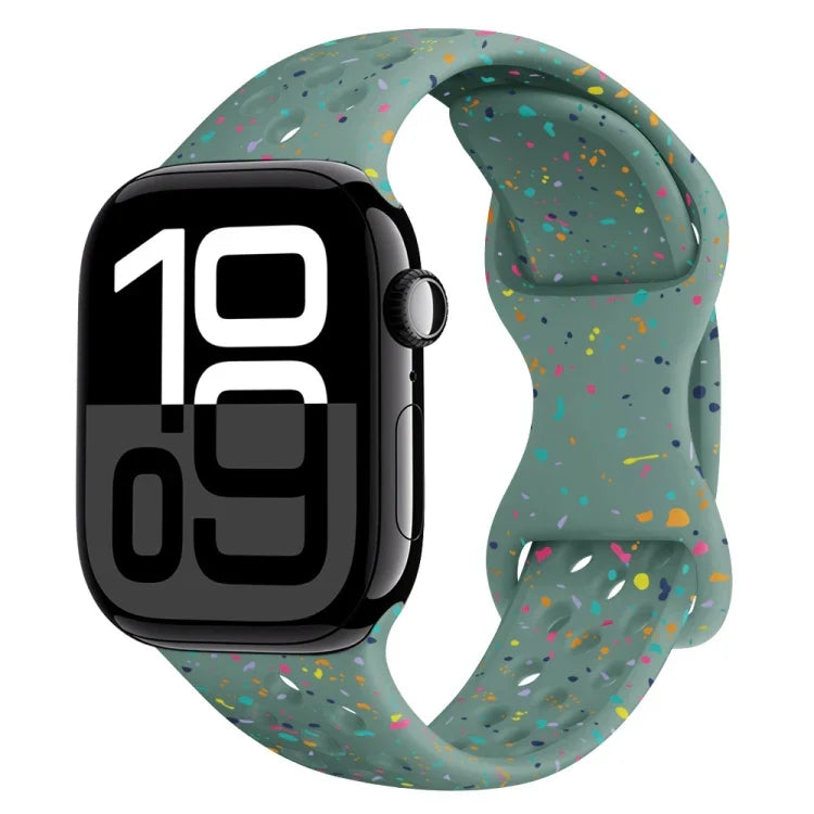 ホールスタイル バタフライバックル 迷彩シリコンウォッチバンド、Apple Watch Series 10 46mm 用、Apple Watch Series 10 42mm 用、Apple Watch SE 2023 44mm 用、Apple Watch SE 2023 40mm 用