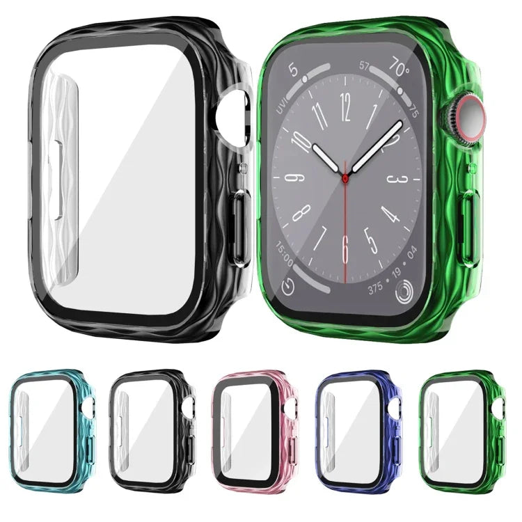 2イン1 PC ハイブリッド強化ガラスプロテクターケース、Apple Watch Series 6 / 5 / 4 / SE 44mm用、Apple Watch Series 6 / 5 / 4 / SE 40mm用、Apple Watch Series 9 / 8 / 7 45mm用、Apple Watch Series 9 / 8 / 7 41mm用