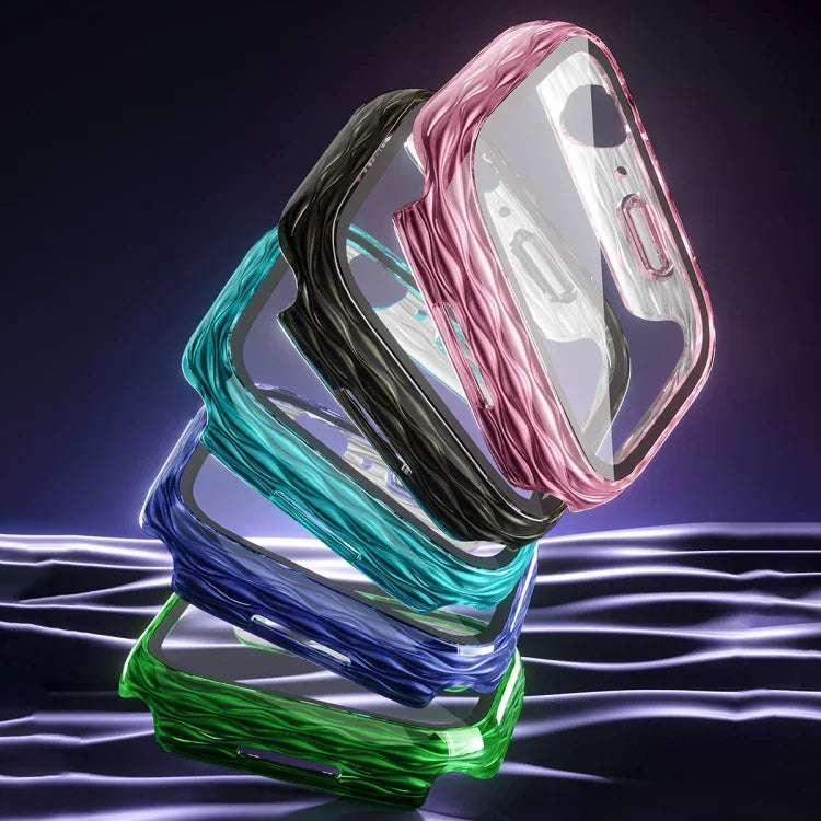 2イン1 PC ハイブリッド強化ガラスプロテクターケース、Apple Watch Series 6 / 5 / 4 / SE 44mm用、Apple Watch Series 6 / 5 / 4 / SE 40mm用、Apple Watch Series 9 / 8 / 7 45mm用、Apple Watch Series 9 / 8 / 7 41mm用