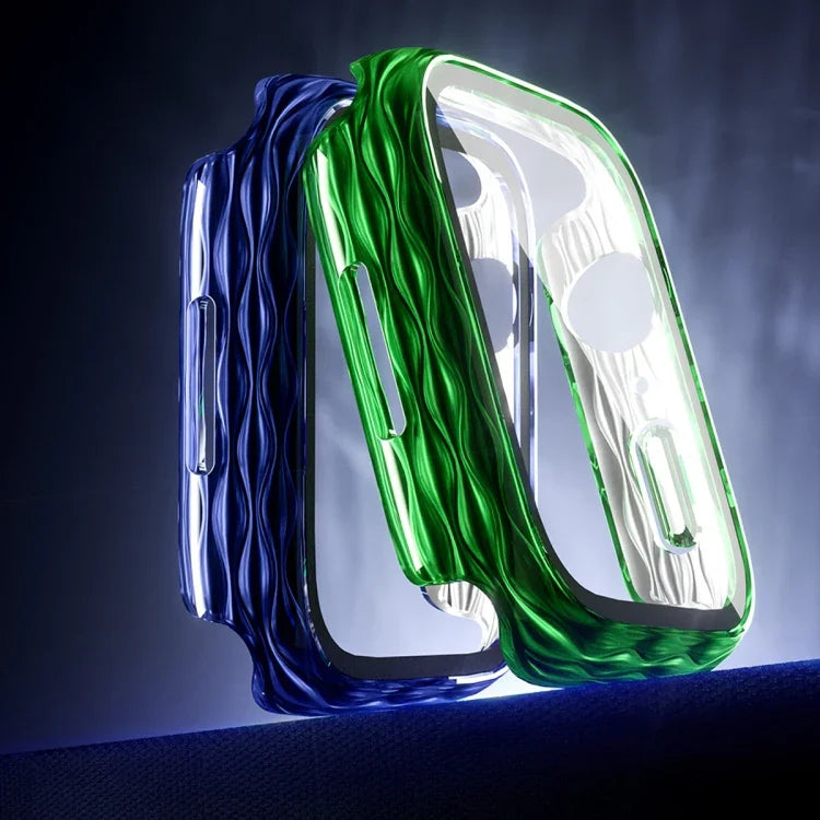 2イン1 PC ハイブリッド強化ガラスプロテクターケース、Apple Watch Series 6 / 5 / 4 / SE 44mm用、Apple Watch Series 6 / 5 / 4 / SE 40mm用、Apple Watch Series 9 / 8 / 7 45mm用、Apple Watch Series 9 / 8 / 7 41mm用