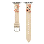 ステッチ入りフラワーレザーウォッチバンド、Apple Watch Series 5 44mm用、Apple Watch Series 5 40mm用、Apple Watch Series 4 44mm用、Apple Watch Series 4 40mm用、Apple Watch Series 3 38mm用、Apple Watch Series 3 42mm用、Apple Watch Series 2 42mm用