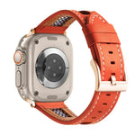 メッシュカーフスキン本革ウォッチバンド、Apple Watch SE 2023 44mm用、Apple Watch SE 2023 40mm用、Apple Watch Ultra 2 49mm用、Apple Watch Series 9 45mm用、Apple Watch Series 9 41mm用、Apple Watch Ultra 49mm用