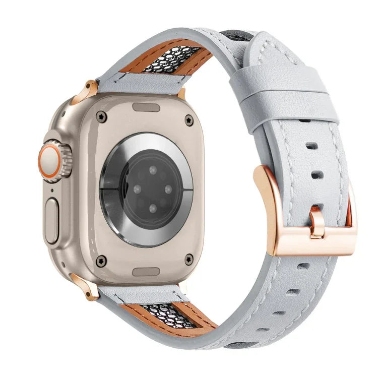 メッシュカーフスキン本革ウォッチバンド、Apple Watch SE 2023 44mm用、Apple Watch SE 2023 40mm用、Apple Watch Ultra 2 49mm用、Apple Watch Series 9 45mm用、Apple Watch Series 9 41mm用、Apple Watch Ultra 49mm用