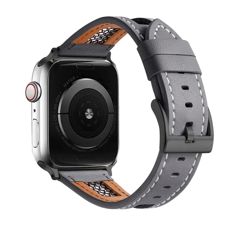 メッシュカーフスキン本革ウォッチバンド、Apple Watch Series 4 44mm用、Apple Watch Series 4 40mm用、Apple Watch Series 3 38mm用、Apple Watch Series 3 42mm用、Apple Watch Series 2 42mm用、Apple Watch Series 2 38mm用