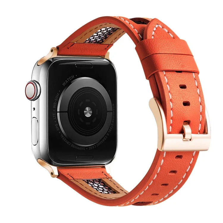 メッシュカーフスキン本革ウォッチバンド、Apple Watch 42mm用、Apple Watch 38mm用