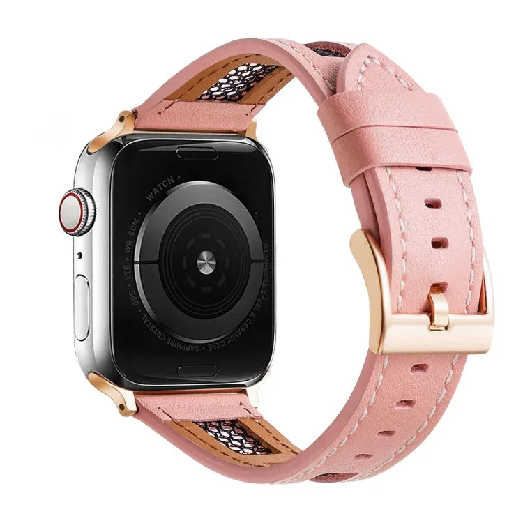 メッシュカーフスキン本革ウォッチバンド、Apple Watch 42mm用、Apple Watch 38mm用